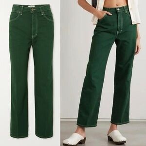 REFORMATION Jeans Cowboy High-Rise Straight Forest Green Size 30